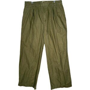 GAP Pleated Linen Pant  Wide Leg Relaxed Casual Earthy  16